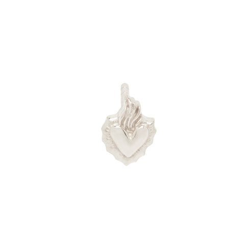 FLAMING HEART STUD ZILVER